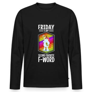Vendredi est mon deuxième mot préféré - T-shirt manches longues Premium bio Homme - noir - Devant - Nico (187cm)