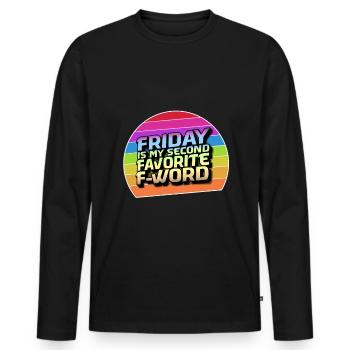 Vendredi est mon deuxième mot préféré - T-shirt manches longues Premium bio Homme - noir - Devant - Nico (187cm)