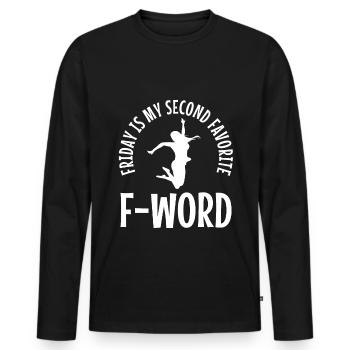 Vendredi est mon deuxième mot préféré - T-shirt manches longues Premium bio Homme - noir - Devant - Nico (187cm)