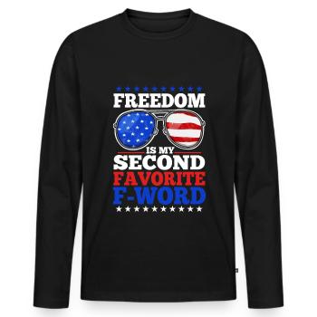 Freedom is my second favorite f word - Men's Premium Organic Long Sleeve Shirt - black - Front - Nico (187cm)