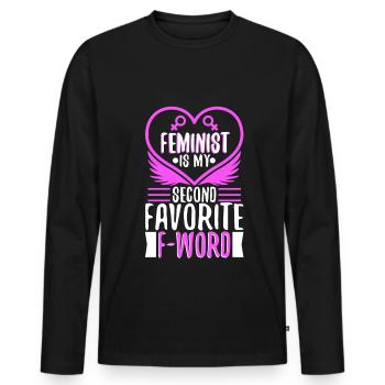 Feminist is my second favorite f word - Men's Premium Organic Long Sleeve Shirt - black - Front - Nico (187cm)
