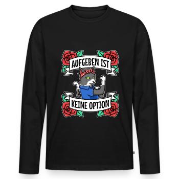 Aufgeben ist keine option - Männer Premium Bio Langarmshirt - Schwarz - Vorne - Nico (187cm)