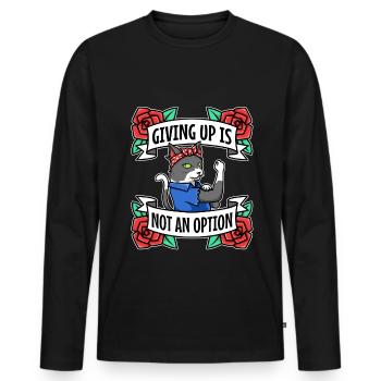 Abandonner n’est pas une option - T-shirt manches longues Premium bio Homme - noir - Devant - Nico (187cm)