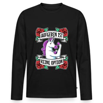 Aufgeben ist keine option - Männer Premium Bio Langarmshirt - Schwarz - Vorne - Nico (187cm)