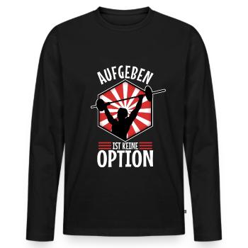Aufgeben ist keine option - Männer Premium Bio Langarmshirt - Schwarz - Vorne - Nico (187cm)