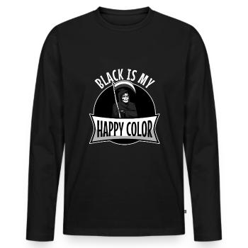 Le noir est ma couleur heureuse, Reaper - T-shirt manches longues Premium bio Homme - noir - Devant - Nico (187cm)