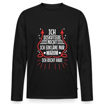 Ich diskutiere nicht ich erkläre nur warum ich - Männer Premium Bio Langarmshirt - Schwarz - Vorne - Nico (187cm)