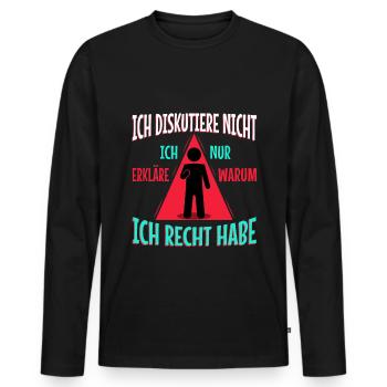 Ich diskutiere nicht ich erkläre nur warum ich - Männer Premium Bio Langarmshirt - Schwarz - Vorne - Nico (187cm)