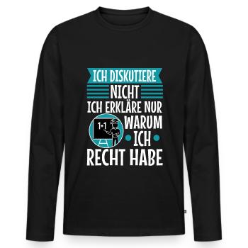 Ich diskutiere nicht ich erkläre nur warum ich - Männer Premium Bio Langarmshirt - Schwarz - Vorne - Nico (187cm)