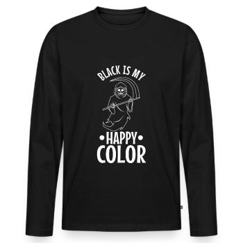 Le noir est ma couleur heureuse, Reaper - T-shirt manches longues Premium bio Homme - noir - Devant - Nico (187cm)