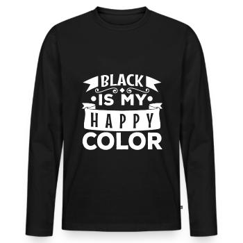 Le noir est ma couleur heureuse, le noir foncé - T-shirt manches longues Premium bio Homme - noir - Devant - Nico (187cm)