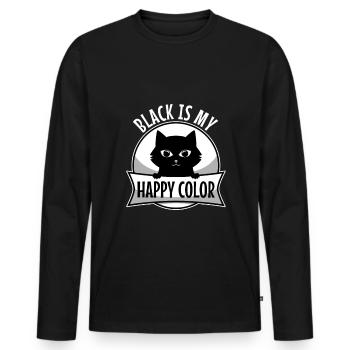Le noir est ma couleur heureuse - T-shirt manches longues Premium bio Homme - noir - Devant - Nico (187cm)