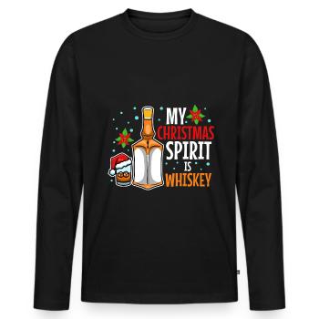 Mon de Noël est le whisky - T-shirt manches longues Premium bio Homme - noir - Devant - Nico (187cm)