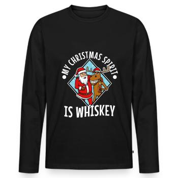 Mon de Noël est le whisky - T-shirt manches longues Premium bio Homme - noir - Devant - Nico (187cm)