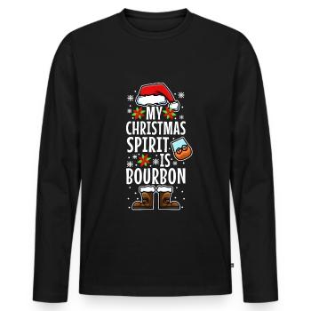 Mon de Noël est le bourbon - T-shirt manches longues Premium bio Homme - noir - Devant - Nico (187cm)
