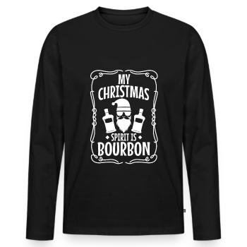 Mon de Noël est le bourbon - T-shirt manches longues Premium bio Homme - noir - Devant - Nico (187cm)