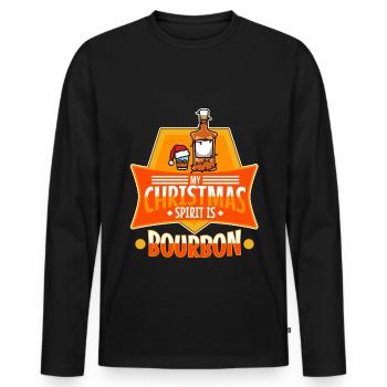 Mon de Noël est le bourbon - T-shirt manches longues Premium bio Homme - noir - Devant - Nico (187cm)