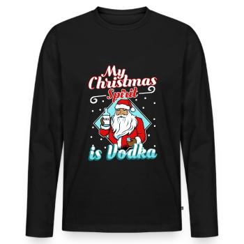 My christmas spirit is vodka - Men's Premium Organic Long Sleeve Shirt - black - Front - Nico (187cm)