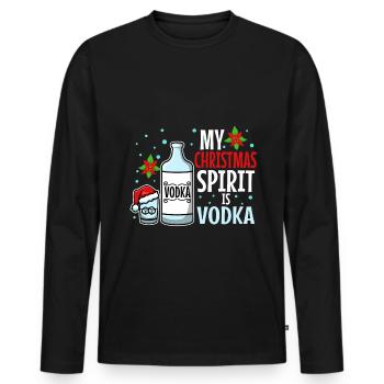 Mon de Noël est la vodka - T-shirt manches longues Premium bio Homme - noir - Devant - Nico (187cm)