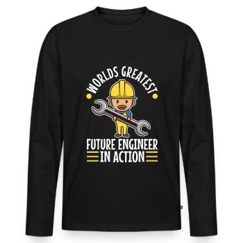World greatest future engineer in action - Männer Premium Bio Langarmshirt - Schwarz - Vorne - Nico (187cm)