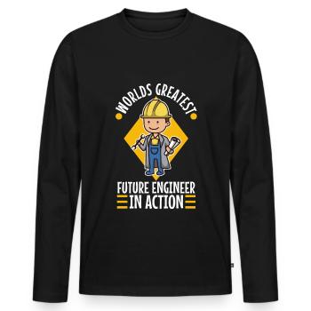 World greatest future engineer in action - Männer Premium Bio Langarmshirt - Schwarz - Vorne - Nico (187cm)