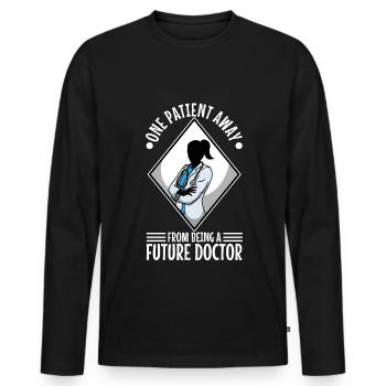 Un patient loin d’être un futur médecin - T-shirt manches longues Premium bio Homme - noir - Devant - Nico (187cm)