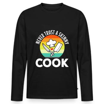 Ne faites jamais confiance à un cuisinier maigre - T-shirt manches longues Premium bio Homme - noir - Devant - Nico (187cm)
