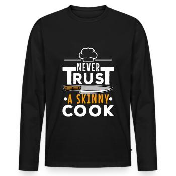 Ne faites jamais confiance à un cuisinier maigre - T-shirt manches longues Premium bio Homme - noir - Devant - Nico (187cm)