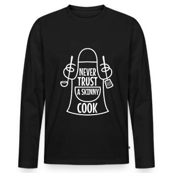 Ne faites jamais confiance à un cuisinier maigre - T-shirt manches longues Premium bio Homme - noir - Devant - Nico (187cm)