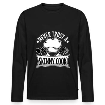 Ne faites jamais confiance à un cuisinier maigre - T-shirt manches longues Premium bio Homme - noir - Devant - Nico (187cm)