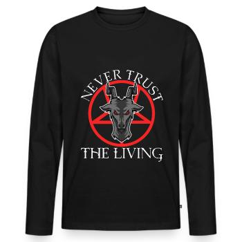 Never trust the living - Männer Premium Bio Langarmshirt - Schwarz - Vorne - Nico (187cm)