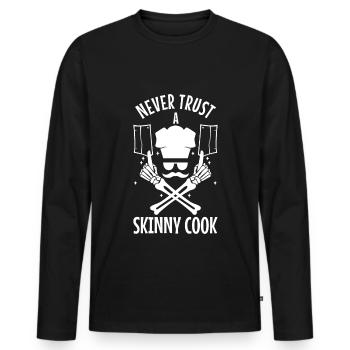 Ne faites jamais confiance à un cuisinier maigre - T-shirt manches longues Premium bio Homme - noir - Devant - Nico (187cm)