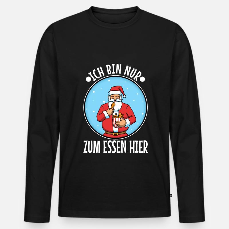 Ich bin nur zum essen hier - Männer Premium Bio Langarmshirt - Schwarz