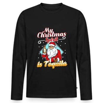 My christmas spirit is Tequila - Männer Premium Bio Langarmshirt - Schwarz - Vorne - Nico (187cm)