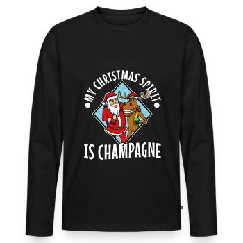 My christmas spirit is - Männer Premium Bio Langarmshirt - Schwarz - Vorne - Nico (187cm)