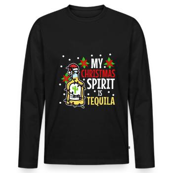 Mon de Noël est Tequila - T-shirt manches longues Premium bio Homme - noir - Devant - Nico (187cm)