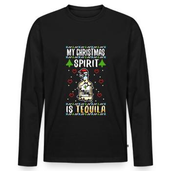 My christmas spirit is Tequila - Männer Premium Bio Langarmshirt - Schwarz - Vorne - Nico (187cm)