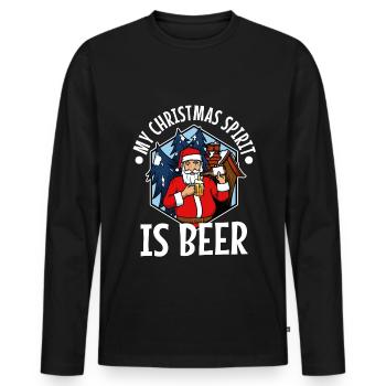 Mon de Noël est la bière - T-shirt manches longues Premium bio Homme - noir - Devant - Nico (187cm)
