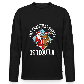 Mon de Noël est Tequila - T-shirt manches longues Premium bio Homme - noir - Devant - Nico (187cm)
