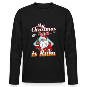 My christmas spirit is rum - Männer Premium Bio Langarmshirt - Schwarz - Vorne - Nico (187cm)