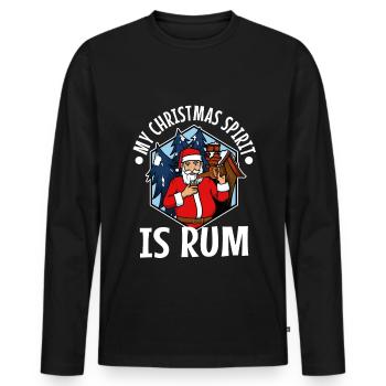 My christmas spirit is rum - Männer Premium Bio Langarmshirt - Schwarz - Vorne - Nico (187cm)