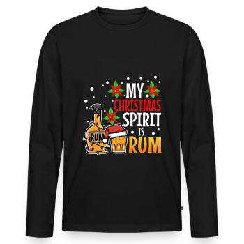 My christmas spirit is rum - Männer Premium Bio Langarmshirt - Schwarz - Vorne - Nico (187cm)