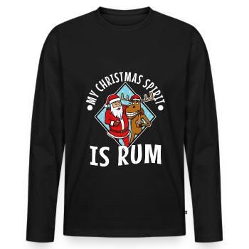 My christmas spirit is rum - Männer Premium Bio Langarmshirt - Schwarz - Vorne - Nico (187cm)