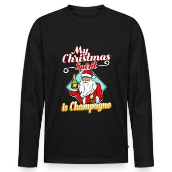 My christmas spirit is - Männer Premium Bio Langarmshirt - Schwarz - Vorne - Nico (187cm)