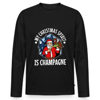 My christmas spirit is - Männer Premium Bio Langarmshirt - Schwarz - Vorne - Nico (187cm)