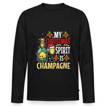 My christmas spirit is - Männer Premium Bio Langarmshirt - Schwarz - Vorne - Nico (187cm)