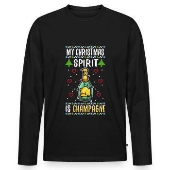 My christmas spirit is - Männer Premium Bio Langarmshirt - Schwarz - Vorne - Nico (187cm)