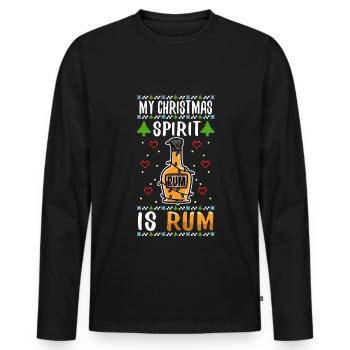 My christmas spirit is rum - Männer Premium Bio Langarmshirt - Schwarz - Vorne - Nico (187cm)