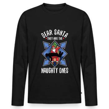 Dear santa they are the naughty ones - Men's Premium Organic Long Sleeve Shirt - black - Front - Nico (187cm)