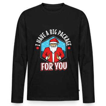 J’ai un gros paquet pour vous - T-shirt manches longues Premium bio Homme - noir - Devant - Nico (187cm)